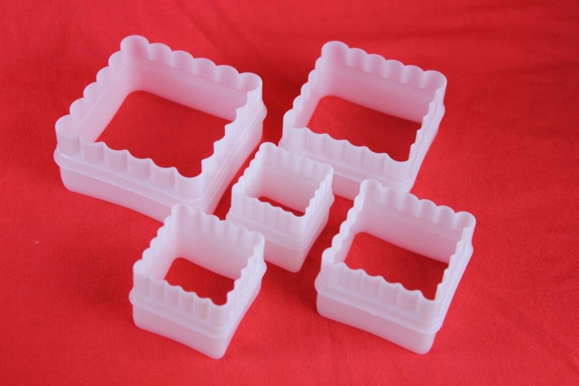 2 sided Square Biscuit Cookie Cutters Set of 5 Pastry Cake Etsy