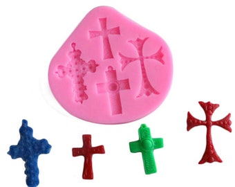 Crosses Crucifix Celtic Gothic Silicone Mould Xmas Christmas Christening Easter Halloween Cake Decorating Fondant Icing  4