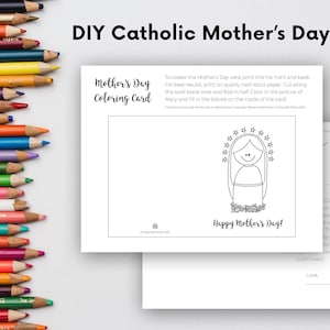 DIY katholieke Moederdag kleurkaart / Mary Moeder van God / Moederdag cadeau / Katholieke kinderen / Katholieke kleurplaat voor kinderen