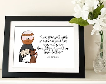 St. Dominicus Guzman katholiek afdrukbaar, katholiek citaat, katholiek print, doopcadeau digitale download Bevestiging cadeau eerste communiecadeau