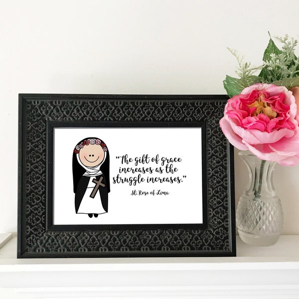 St. Rose of Lima Catholic Printable, Catholic Quote, Catholic Print, Baptism gift digital download Confirmation gift First Communion