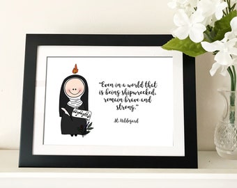 St. Hildegard of Bingen / Catholic Quote / Catholic decor / Catholic Print / Baptism, First Communion, Confirmation gift