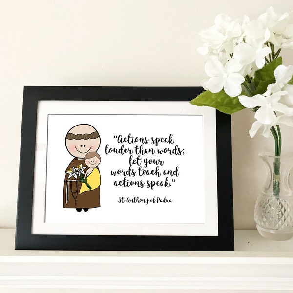 St. Anthony of Padua Catholic Printable, Catholic Quote, Catholic Print, Baptism gift digital download Confirmation gift First Communion