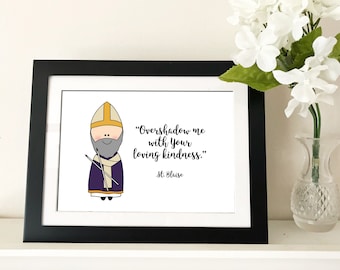 St. Blaise / Catholic Quote / Catholic decor / Catholic Print / Baptism, First Communion, Confirmation gift / Blessing of the throats