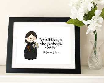 St. Gemma Galgani / Catholic Prayer / Catholic decor / Catholic Print / Baptism, First Communion, Confirmation gift