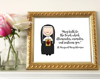 St. Margaret Mary Alacoque / Sacred Heart / Catholic Quote / Catholic decor / Catholic Print / Baptism, First Communion, Confirmation gift