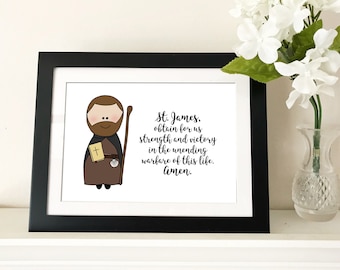 St. James Prayer / St. James Apostle / Catholic nursery decor / Catholic Printable / Baptism, First Communion, Confirmation gift / Prayer