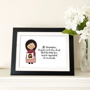 St. Veronica / Catholic Prayer / Catholic decor / Catholic Print / Baptism, First Communion, Confirmation gift