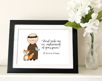 St. Francis of Assisi Quote / Catholic nursery decor / Catholic printable / Baptism, First Communion, Confirmation gift / Prayer / Peace