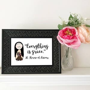 St. Therese katholisches Zitat--Alles ist Gnade digitaler Download druckbares katholisches Kinderzimmer Kunst Taufe Geschenk Erstkommunion Geschenk