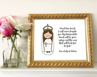 Our Lady of Fatima / Catholic Quote / Catholic decor / Catholic Print / Baptism, First Communion, Confirmation gift / Blessed Mother / Mary