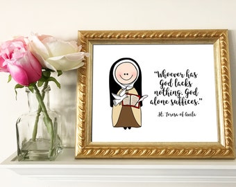 St. Teresa of Avila Catholic Printable, Catholic Quote, Catholic Print, Baptism gift digital download Confirmation gift First Communion