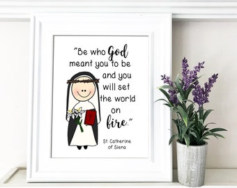 St. Catherine of Siena / Catholic Printable / Catholic Quote / Catholic Print / Baptism, First Communion, Confirmation gift