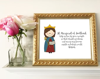 St. Margaret of Scotland Catholic Quote, digital download, printable Catholic nursery art Baptism gift First Communion gift