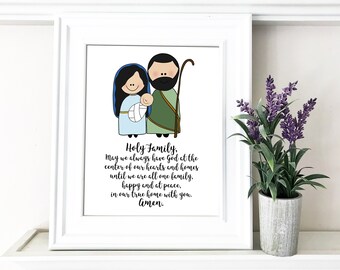 Holy Family Digital Download, Nativity Printable, Holy Family for Kids, Prayer for Family, Holy Family Prayer, Family Digital Download