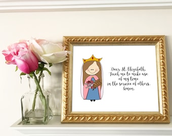 St. Elizabeth von Ungarn Katholisches Zitat, katholischer Druck, Taufe Erstkommunion Konfirmation Geschenk digitaler Download katholischer druckbarer Heiliger