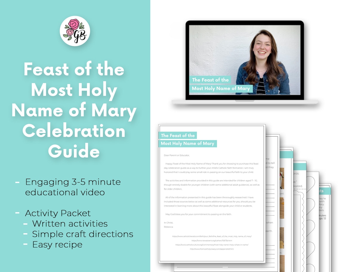 Feast of the Most Holy Name of Mary Celebration Guide / Video Etsy