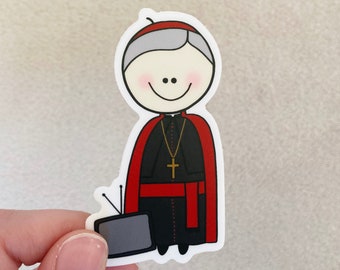 Ven. Fulton Sheen Vinyl Sticker, Catholic mom gift, Baptism gift, First Communion gift, Vinyl Stickers, Catholic Water Bottle Sticker