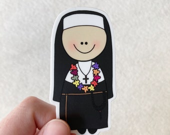 St. Marianne Cope vinyl sticker, Catholic mom gift, Baptism, First Communion gift, Vinyl Stickers, Catholic Water Bottle Sticker