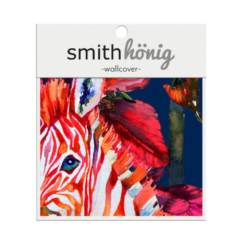 Red Blue Zebra Wallpaper Peel and Stick Zebra Wallpaper Kids Wallpaper