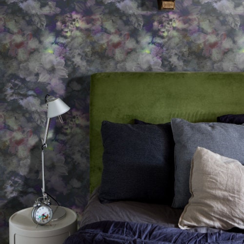 Dark Wallpaper Purple Floral Wallpaper Moody Floral Peel and - Etsy Canada