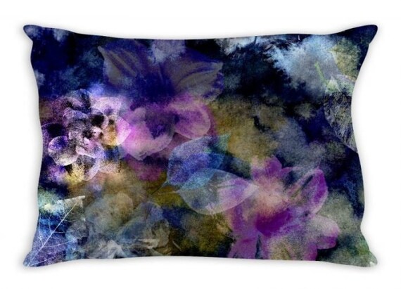 Blue Pillows Womens Bedroom Boho Decor Linen Flower Pillow Etsy