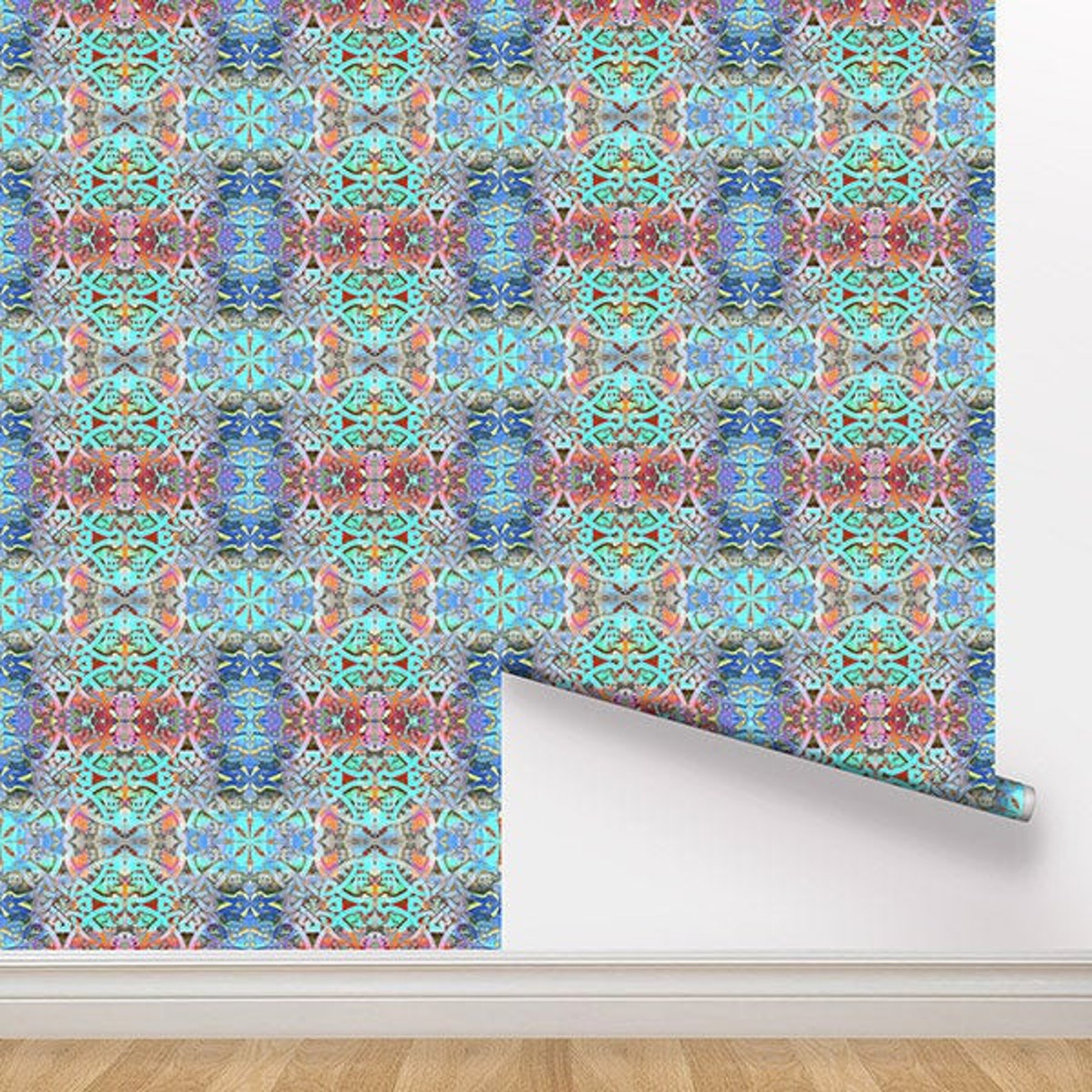 Turquoise Moroccan Peel and Stick Wallpaper Orange Removable Etsy