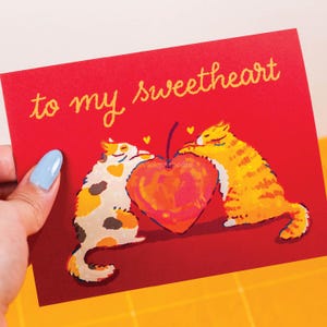 à mes chats d'amour du coeur carte de vœux | Cartes de Saint-Valentin | Cartes de voeux mignonnes | carte postale pour les amoureux | Pour les amoureux des chats | Carte de voeux sentimentale