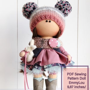 PDF Sewing Pattern 9,87 inch/25 cm Tilda Doll Tutorial with cloth, Interior Textile doll, Workshop turorial step-by-step zdjęcie 1