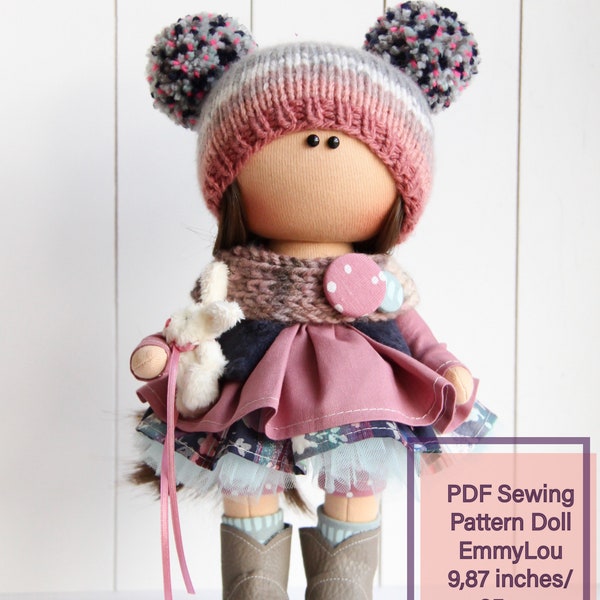 PDF Sewing Pattern 9,87 inch/25 cm Tilda Doll Tutorial with cloth, Interior Textile doll, Workshop turorial step-by-step