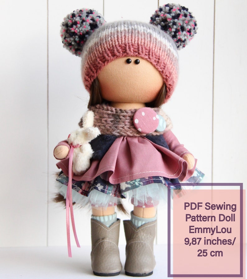 PDF Sewing Pattern 9,87 inch/25 cm Tilda Doll Tutorial with cloth, Interior Textile doll, Workshop turorial step-by-step zdjęcie 1