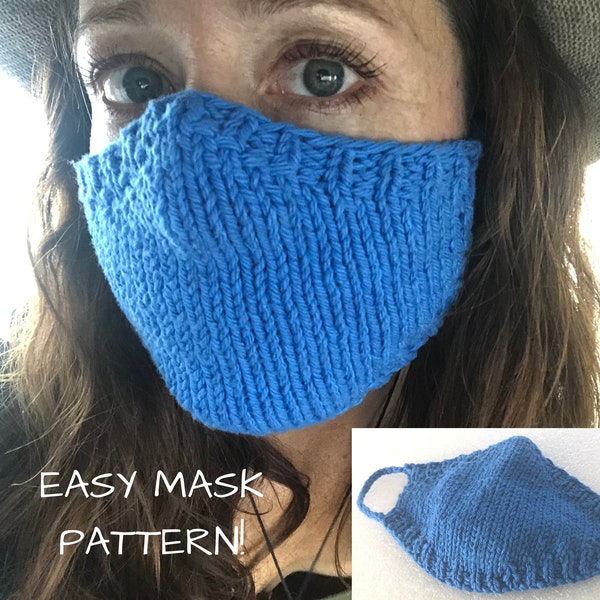 Easy Face Mask Knitting PATTERN, knit mask pattern, easy to knit, protective face cover, face mask pdf, cotton face mask, washable face mask