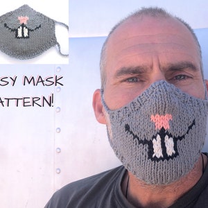 Einfache Gesichtsmaske Strickanleitung, Bunny Teeth Mask, Gesichtsmaske pdf, Strickhase, einfach stricken, Hasenmaske, lustige Gesichtsmaske, Kaninchenmaske, Kindermaske