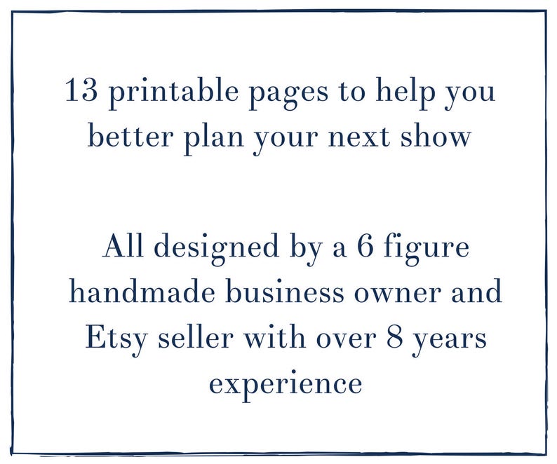 Craft Show Planner Printable Craft Fair Planner Etsy Shop Business