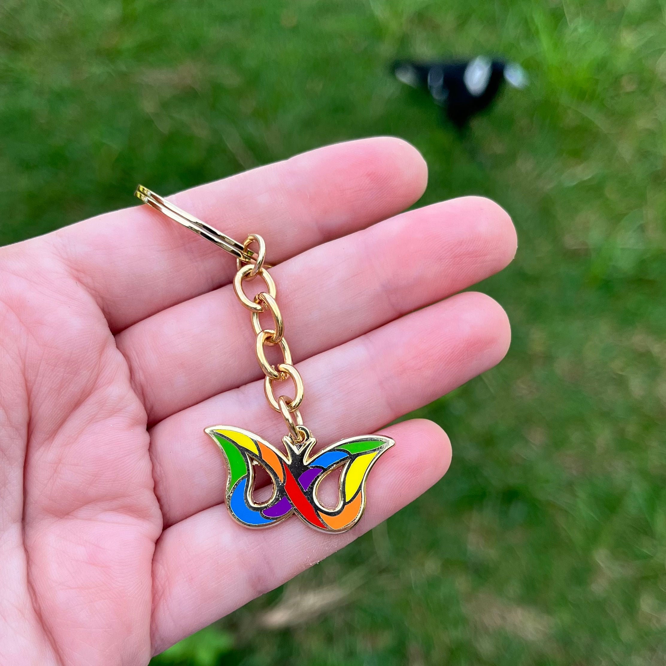 9 Ciondoli Farfalla Smaltati Tibetani | Perline Pendenti 21x15x1mm Color Arcobaleno B65468