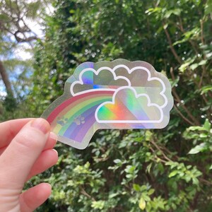 Rainbow Bridge Prismatic Rainbow Suncatcher Decal Sticker - 4” wide, transparent sun catcher - stained glass window effect