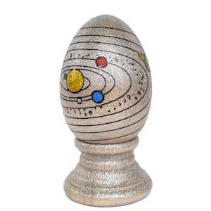 Solar System on Wooden Egg, Galaxy, Milky Way, Universe, Great for Father&#39;s Day, Kids, Haftseen, Haftsin, Nowruz, Norooz, Made in the USA