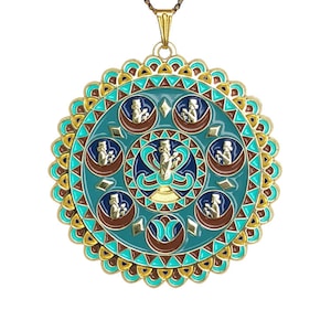 1 Elegant Persian Necklace, Ancient Replica Multi-colored Ahura Mazda Necklace, Eid, Norooz, Nowruz, Iran, Haftsin, Made in USA