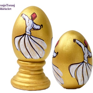 Handcrafted Persian Wooden Eggs: Dancing Dervishes– Unique Décor, gift for any event and Haftsin, Haftseen, Eid, & Nowruz (Norooz)