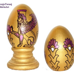 1 Hand painted Egg, Wooden Egg, Haftseen, Haftsin, Haft sin, Eid, Nowruz, Norooz, Iran, Made in the USA