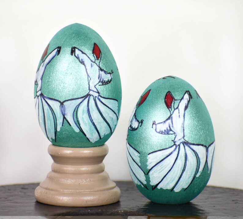 Sufi on Wooden Egg Made in the USA God Persia Iran Haftseen Dance Dervish Truth Molana Rumi Love Turkey Whirling Pray Sama