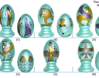 Mix and Match, Achaemenid Wooden Eggs, Choose 3 Eggs, Haftseen, Haftsin, Haft seen, Haft sin, 7Sin, 7Seen, Nowruz, Norooz, Made in the USA