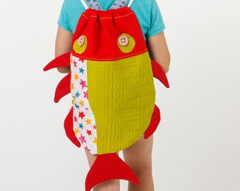 Fish toddler backpack pattern Drawstring bag kids sewing pattern Kids sack pattern
