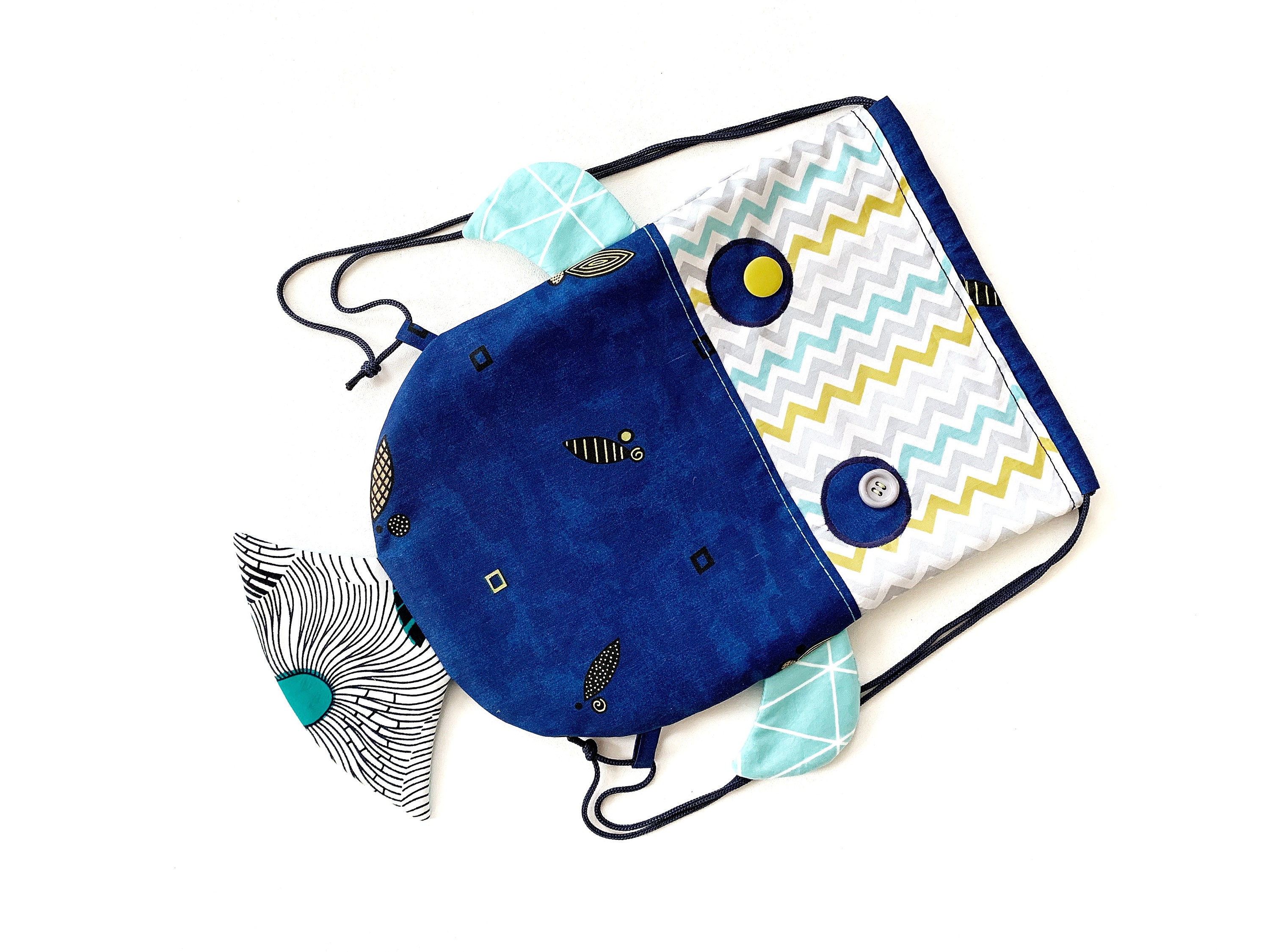 Fish Toddler Backpack Boy Pattern Drawstring Bag Kids Sewing Etsy UK