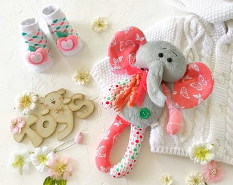 Plush elephant stuffed animal Granddaughter gift for kids Personalized elephant for baby girl