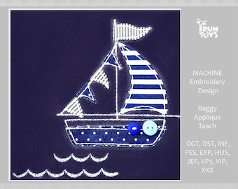 Sail boat machine embroidery designs Children applique embroidery designs for boys