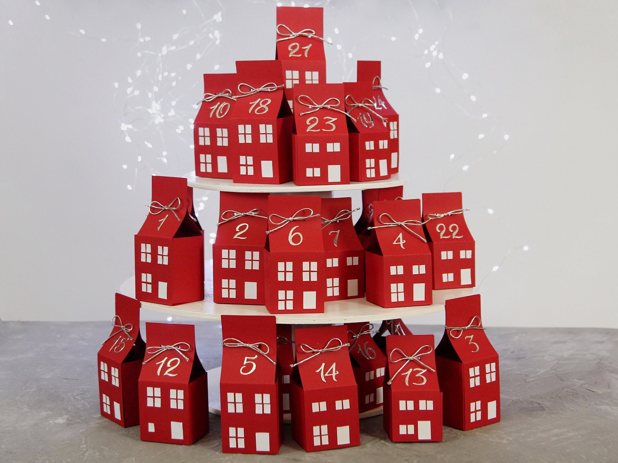DIY advent calendar box Paper Christmas village set Countdown Etsy