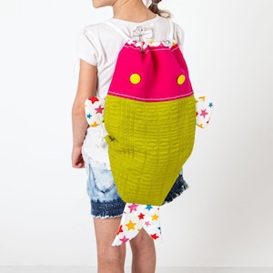 Fish drawstring backpack Kids backpack sewing pattern PDF Kindergarten rucksack