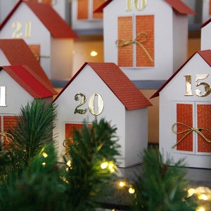 DIY advent calendar box Paper christmas village houses Countdown calendar kit image 5