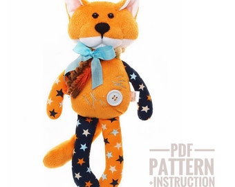 Plush Fox sewing pattern Fox pattern PDF plushie sewing pattern